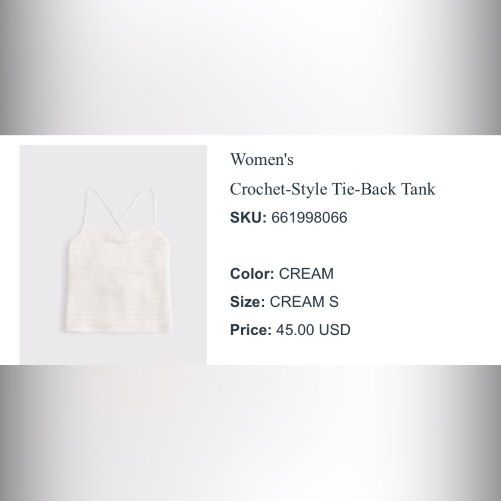 Abercrombie & Fitch Cream Cropped Tie Front Camisole
